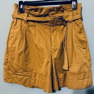 Women's Tan Belted Shorts